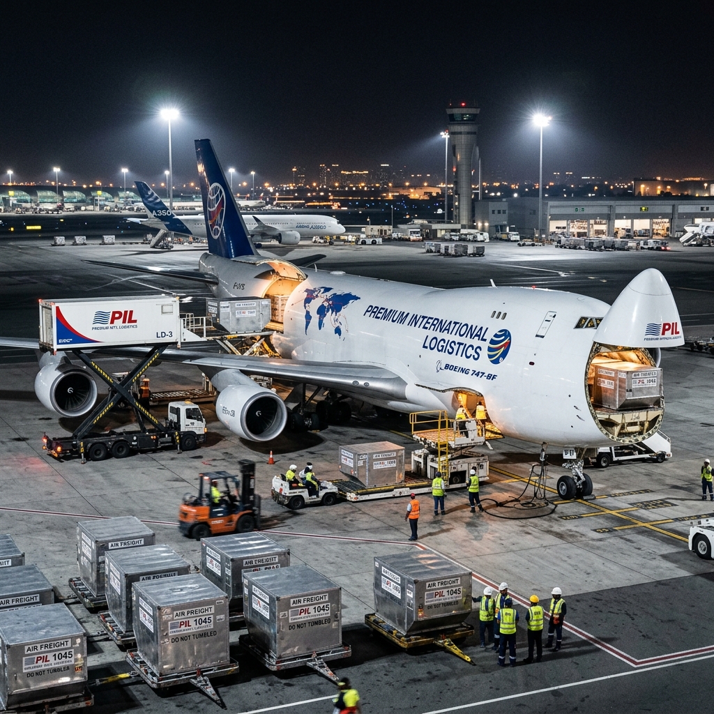 Cargo aircraft loading freight